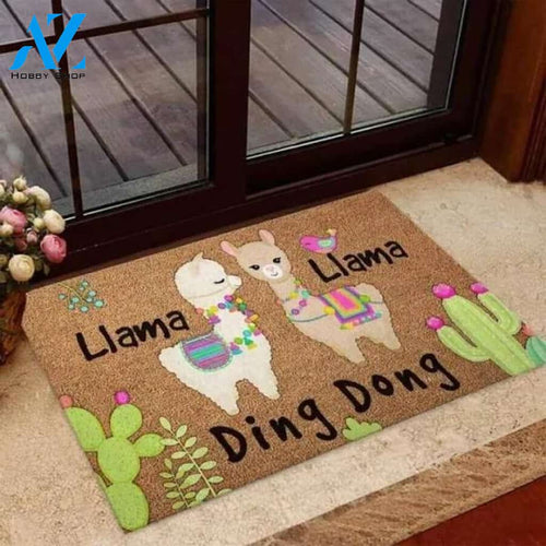Llama Llama Cute Couple Indoor And Outdoor Doormat Warm House Gift Welcome Mat Birthday Gift For Llama Lovers