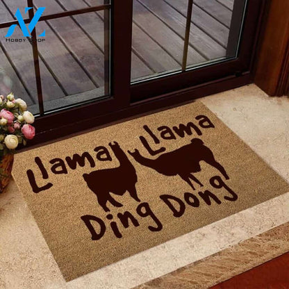 Llama Ding Dong Easy Clean Welcome DoorMat | Felt And Rubber | 40x60 cm | 45x75 cm | 60x90 cm | Colorful | DO1151
