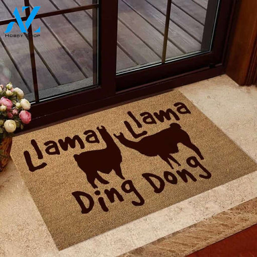 Llama Ding Dong Easy Clean Welcome DoorMat | Felt And Rubber | 40x60 cm | 45x75 cm | 60x90 cm | Colorful | DO1151