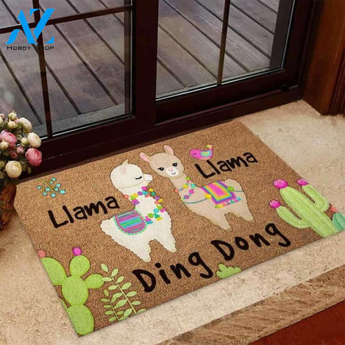 Llama Llama Ding Dong Easy Clean Welcome DoorMat | Felt And Rubber | 40x60 cm | 45x75 cm | 60x90 cm | Colorful | DO1170