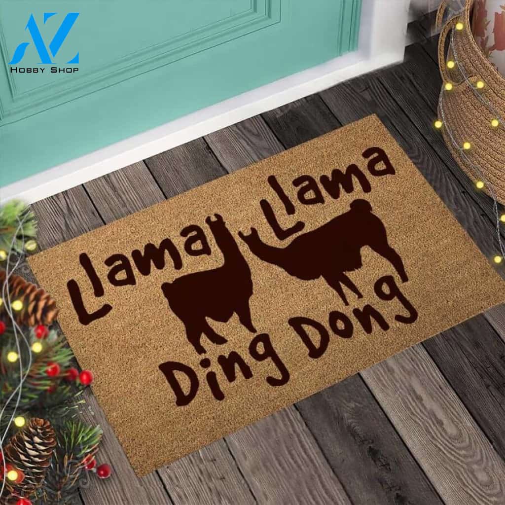 Llama Ding Dong Easy Clean Welcome DoorMat | Felt And Rubber | 40x60 cm | 45x75 cm | 60x90 cm | Colorful | DO1151