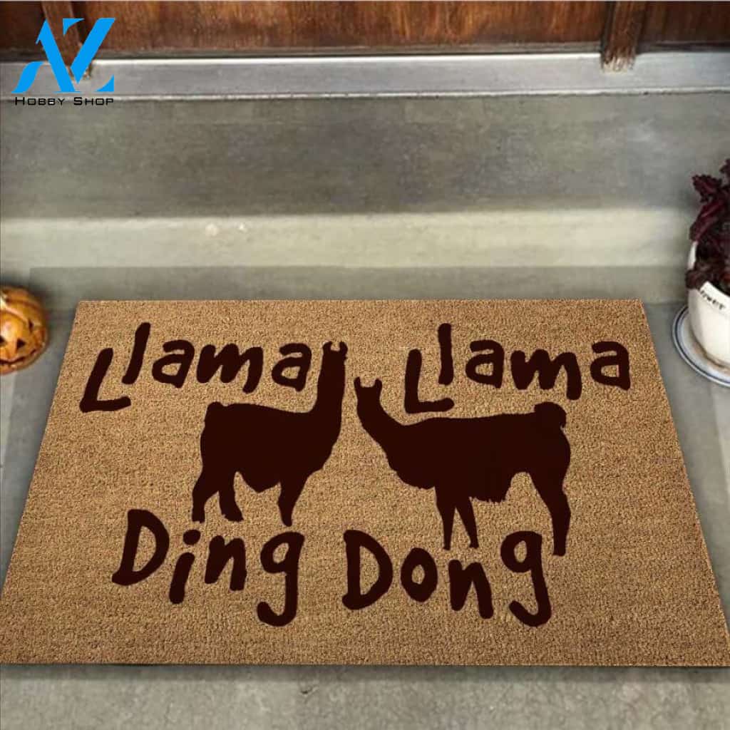 Llama Ding Dong Easy Clean Welcome DoorMat | Felt And Rubber | 40x60 cm | 45x75 cm | 60x90 cm | Colorful | DO1151