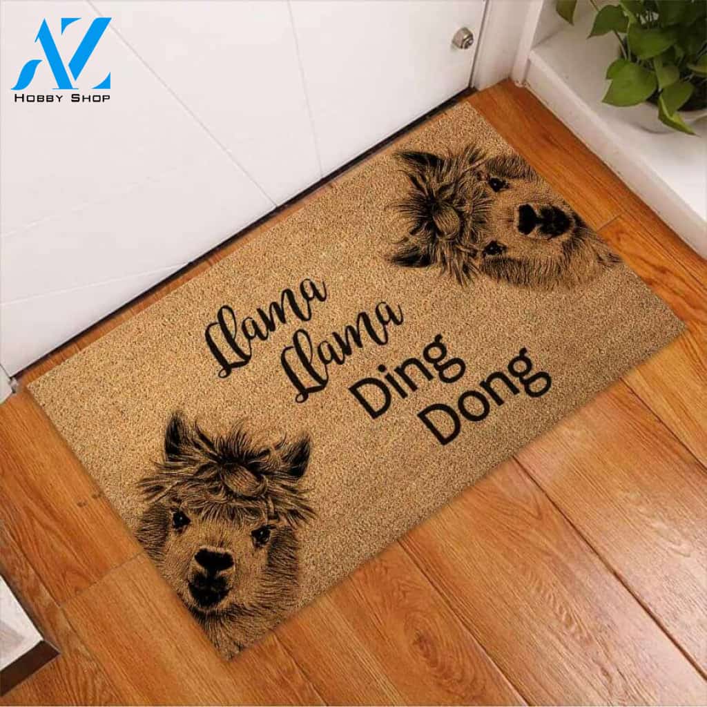 Llama Llama Ding Dong Easy Clean Welcome DoorMat | Felt And Rubber | 40x60 cm | 45x75 cm | 60x90 cm | Colorful | DO1169