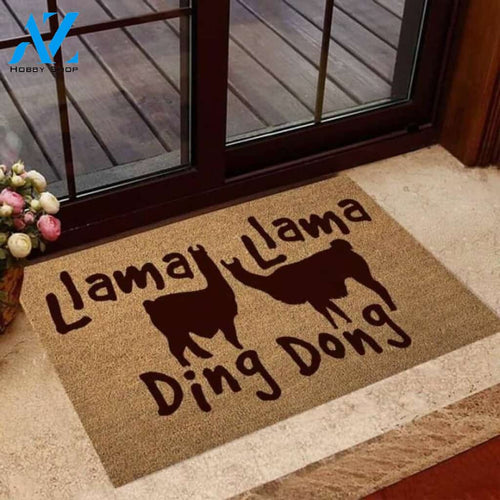 Llama Ding Dong Funny Coir Pattern Print Doormat | Welcome Mat | House Warming Gift