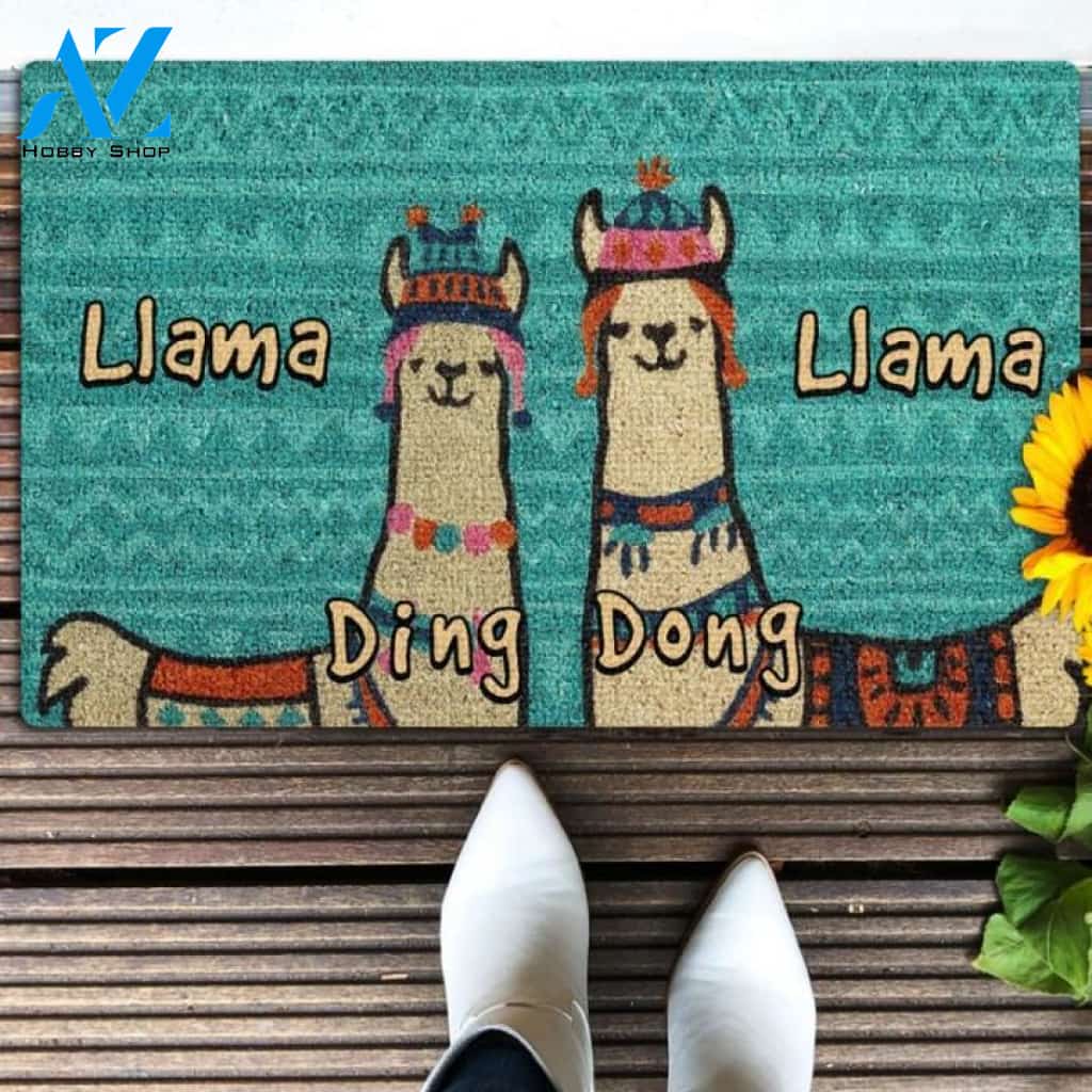 Llama Llama Ding Dong Coir Pattern Print Doormat | Welcome Mat | House Warming Gift