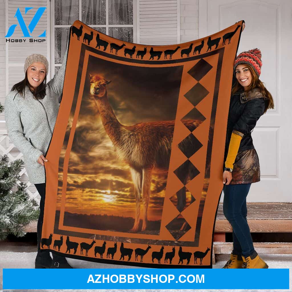 Llama Logenze Frame Fleece Blanket