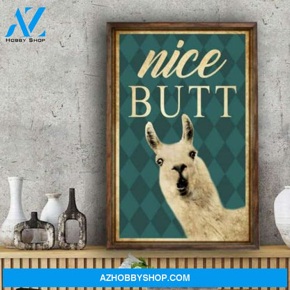 Llama Nice Butt- Matte Canvas, Gift for you , gift for him, gift for her, gift for llama lover, gift for animal lover