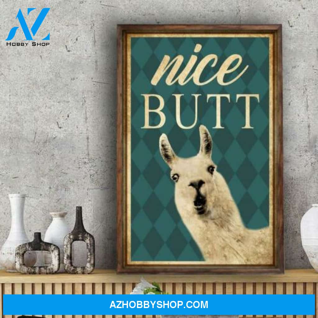 Llama Nice Butt- Matte Canvas, Gift for you , gift for him, gift for her, gift for llama lover, gift for animal lover