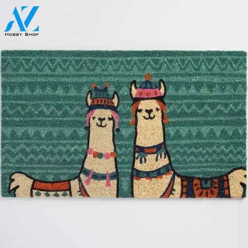 Llama With Brocade Funny Indoor and Outdoor Doormat Warm House Gift Welcome Mat Gift for Friend Family