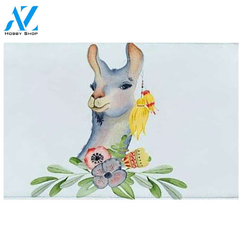 Llama With Flower Doormat Welcome Mat House Warming Gift Home Decor Funny Doormat Gift Idea