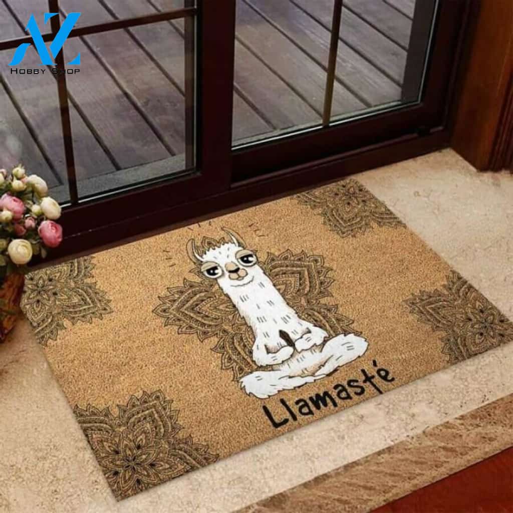 Llamaste Yoga Llama Coir Pattern Print Doormat | Welcome Mat | House Warming Gift