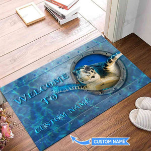 Loggerhead Sea Turtle Personalized Custom Name Doormat Welcome Mat