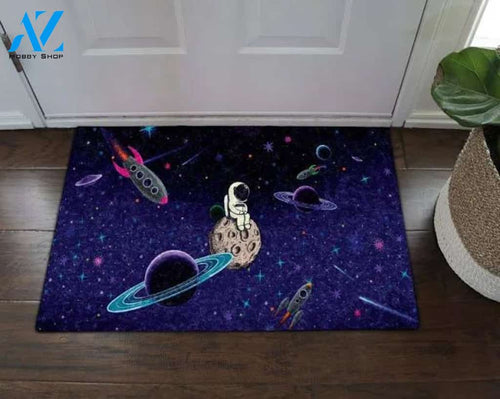 Lonely Astronaut Sitting In The Galaxy Doormat Welcome Mat House Warming Gift Home Decor Funny Doormat Gift Idea