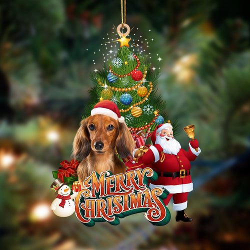 Godmerch- Ornament- long haired dachshund-Christmas Tree&Dog Hanging Ornament, Happy Christmas Ornament, Car Ornament