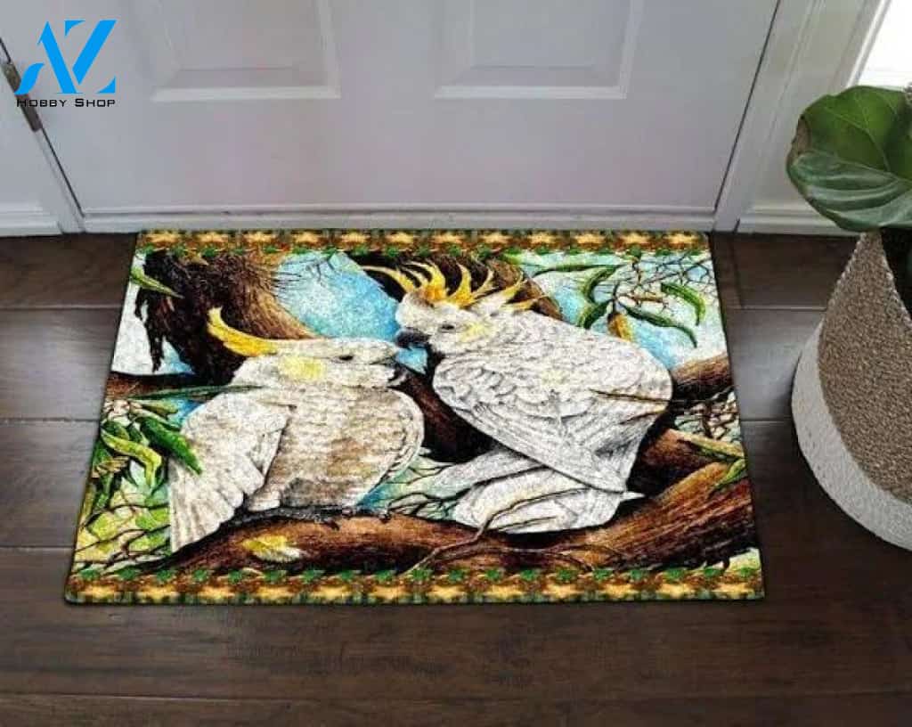 Lophochroa Parrot White Feathers Doormat Welcome Mat House Warming Gift Home Decor Funny Doormat Gift Idea