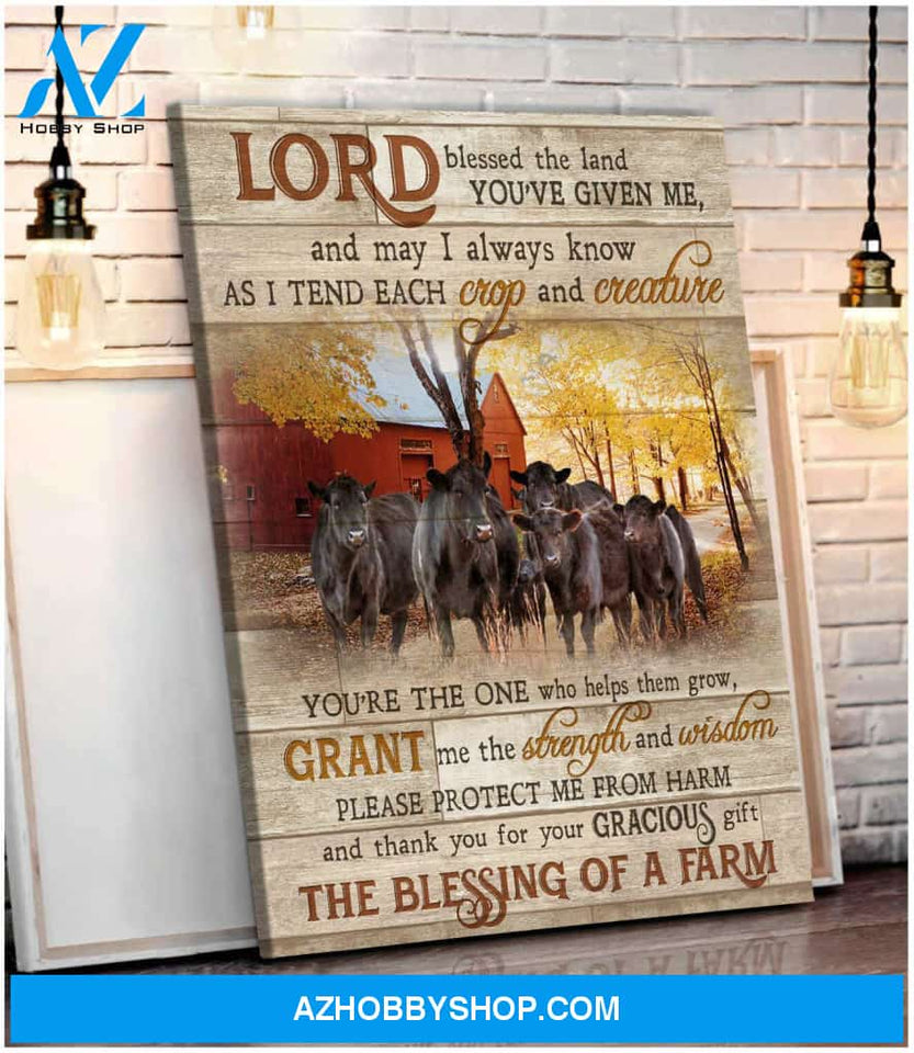 Lord Blessed The Land Farm Angus Cows Canvas Wall Art Decor