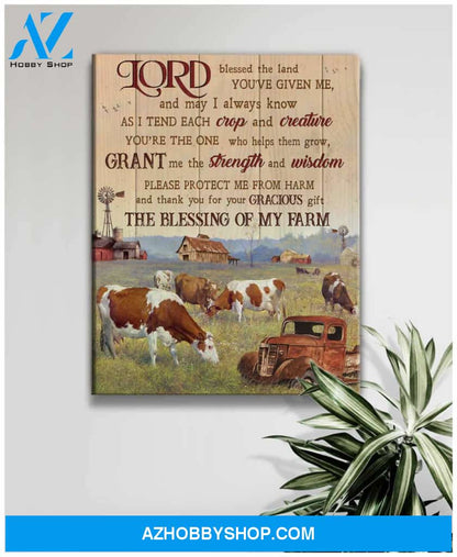 Lord Blessed The Land Farm Hereford Cows Canvas Wall Art Farmhouse Decor