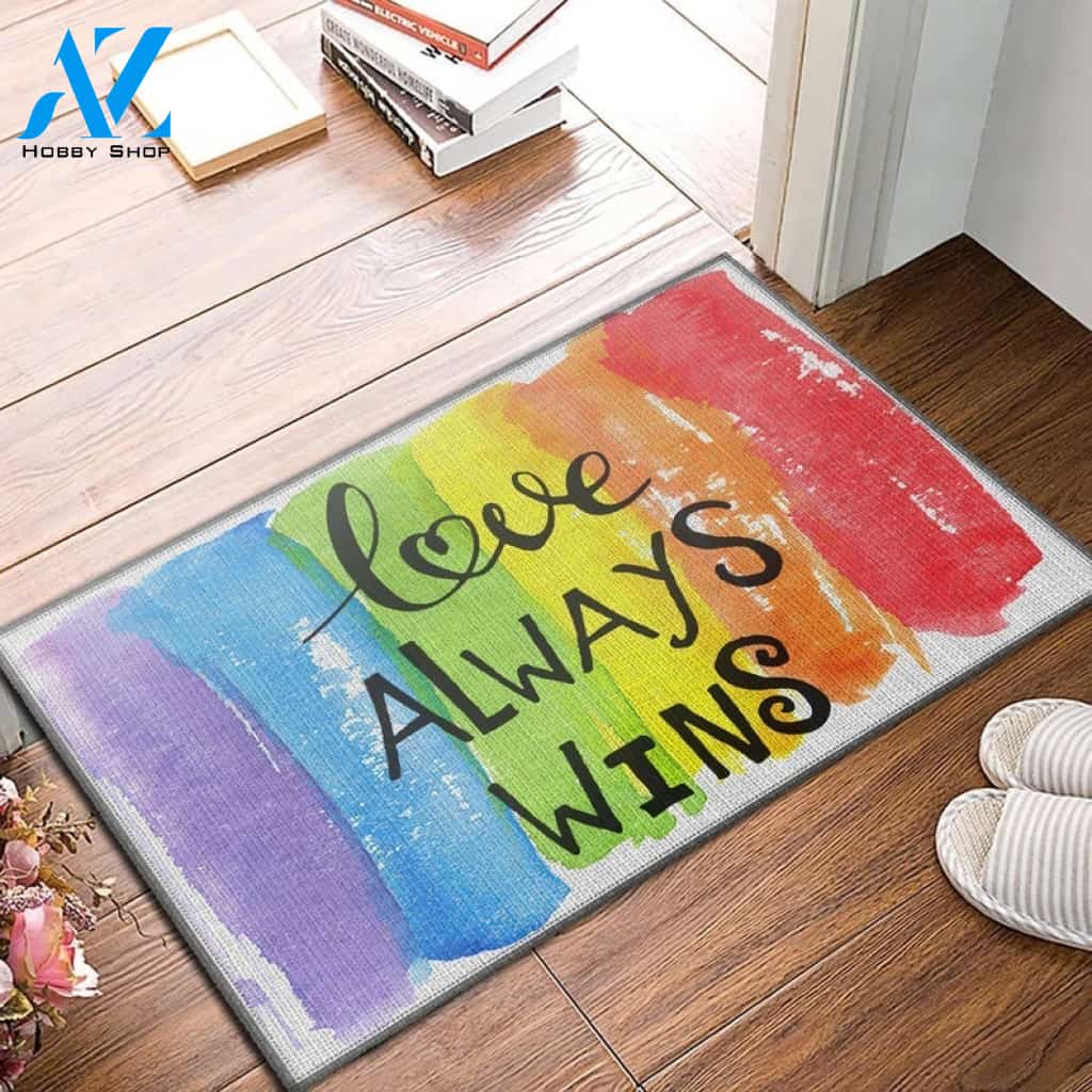 Love Always Wins LGBT Doormat Welcome Mat House Warming Gift Home Decor Funny Doormat Gift Idea