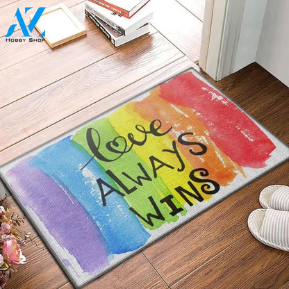 Love Always Wins LGBT Doormat Welcome Mat House Warming Gift Home Decor Funny Doormat Gift Idea