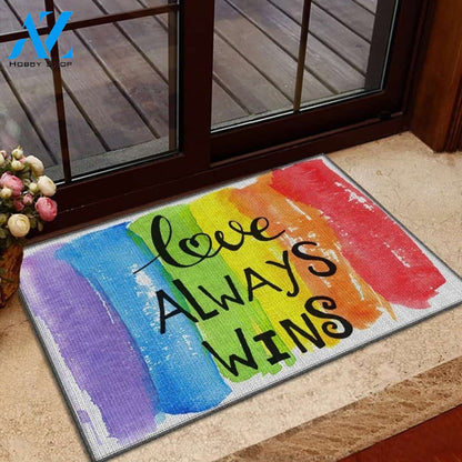 Love Always Wins LGBT Doormat Welcome Mat House Warming Gift Home Decor Funny Doormat Gift Idea
