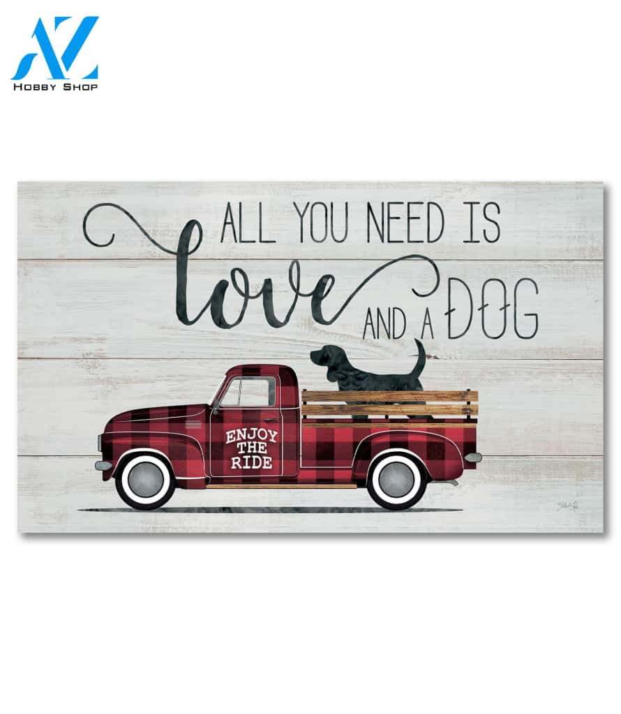 Love and a Dog Truck Doormat - 18" x 30"