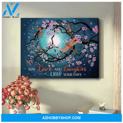 Love and Laughter Dragonfly Canvas Wall Art, Wall Decor Visual Art