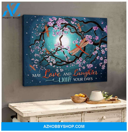 Love and Laughter Dragonfly Canvas Wall Art Decor
