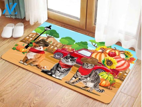 Love Cat Autumn Pumpkin Doormat Welcome Mat Housewarming Gift Home Decor Funny Doormat Gift For Cat Lovers Happy Autumn Gift Idea