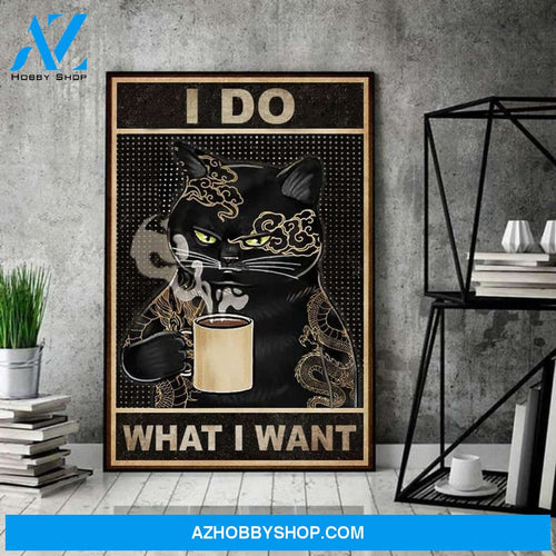 Love Cat Poster, Cat and Coffee Canvas And Poster, Wall Decor Visual Art