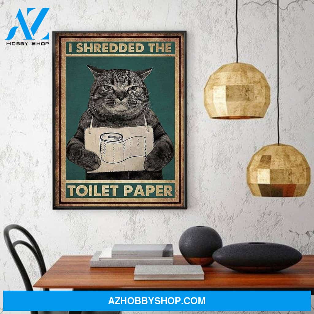 Love Cat Poster, Gearsly Cat I Shredded The Toilet Canvas And Poster, Wall Decor Visual Art