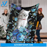 Love Cats Blanket Floral Blanket Gift For Cat Lover Family Friend Birthday Gift Home Decor Bedding Couch Sofa Soft And Comfy Cozy