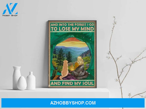 Love Dog Poster, Girl Dog Camping Canvas And Poster, Wall Decor Visual Art