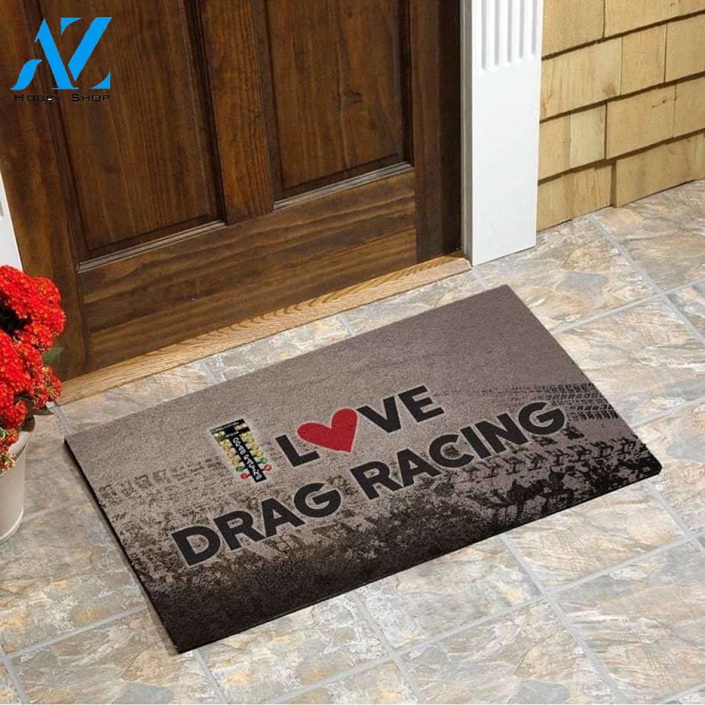 Love Drag Racing Guitar Housewarming Gift Family Welcome Mat Custom Funny Doormat 