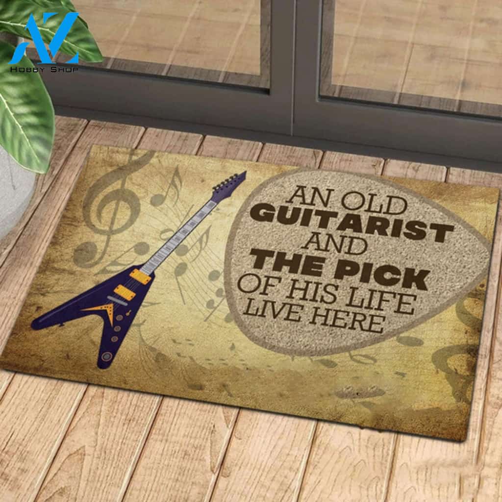 Love Electric Guitar Purple Music Rubber Base Doormat Indoor And Outdoor Mat Entrance Rug Funny Home Decor Closing Gift Gift For Friend Family Gift Idea