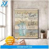Love Grows Best Hummingbird Family Name Wall Art Canvas