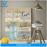 Love Grows Best Hummingbird Family Name Wall Art Canvas