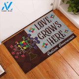 Love Grows Here - Autism Awareness Doormat