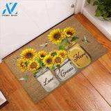 Love Grows Here - Sunflower Coir Pattern Print Doormat