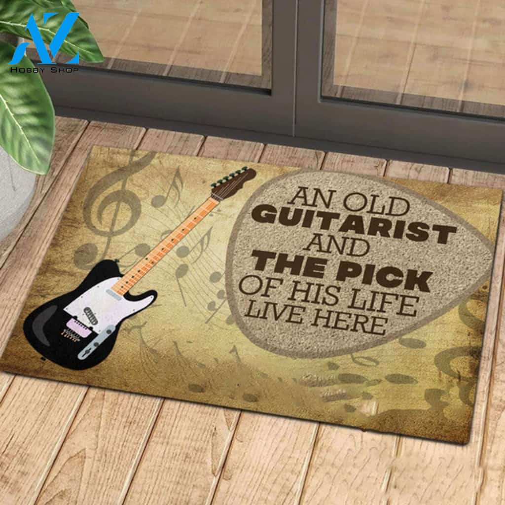 Love Guitar Music Instrument Rubber Base Doormat Indoor And Outdoor Mat Entrance Rug Funny Home Decor Closing Gift Gift For Friend Family Gift Idea