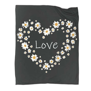 Love Heart Daisy Valentine's Day Fleece Blanket Home Decor Bedding Couch Sofa Soft And Comfy Cozy