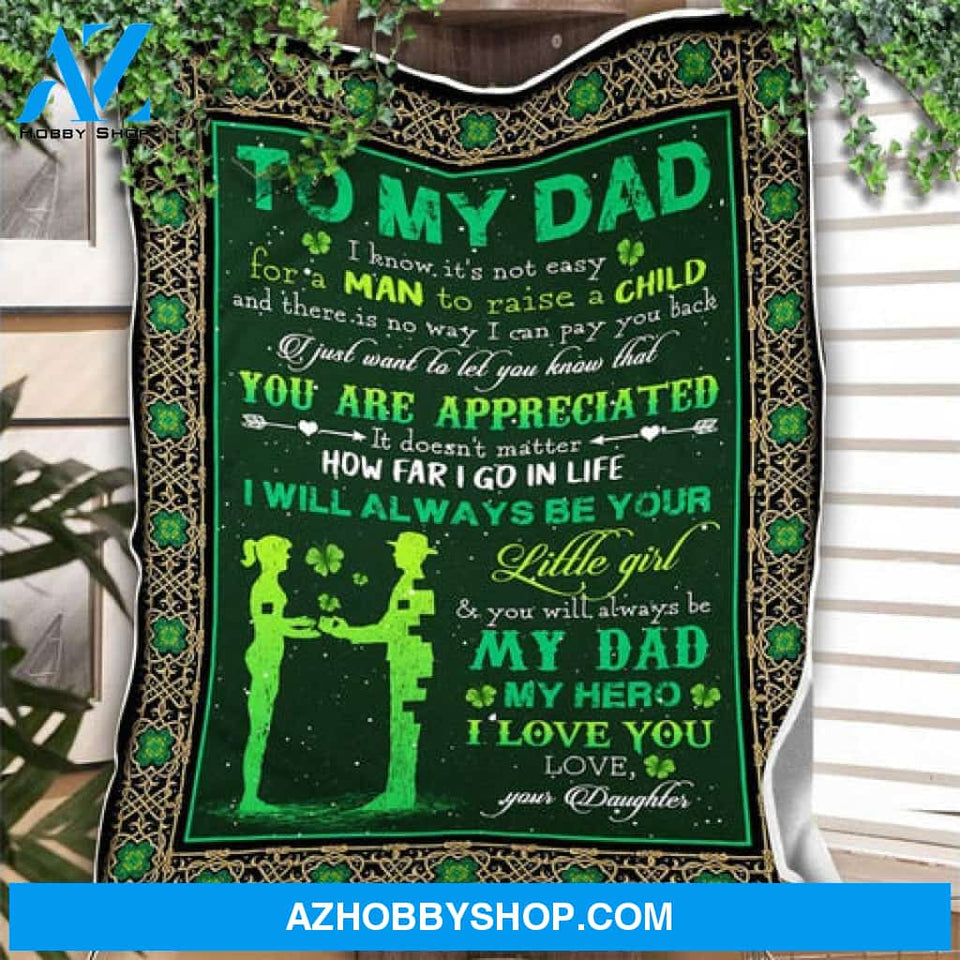 Love Letter To My Dad From Daughter Shamrock St Patricks Day Gift Fleece Blanket - Quilt Blanket