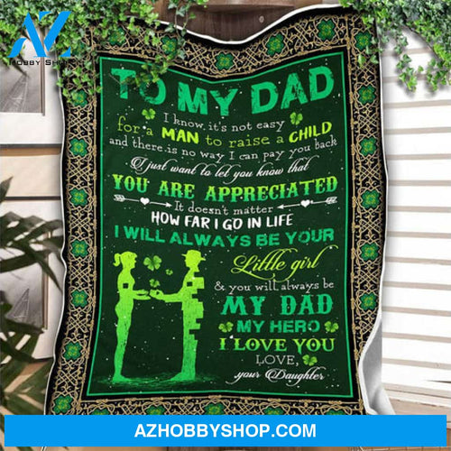 Love Letter To My Dad From Daughter Shamrock St Patricks Day Gift Fleece Blanket - Quilt Blanket