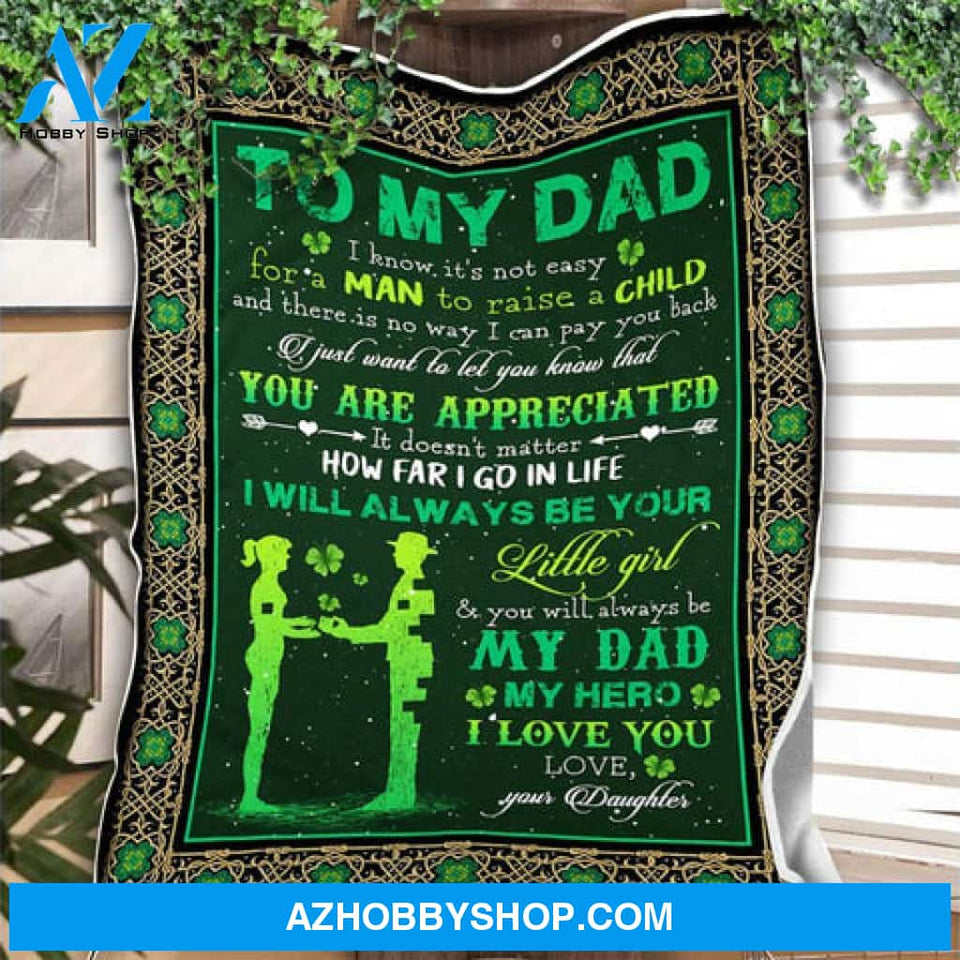 Love Letter To My Dad From Daughter Shamrock St Patricks Day Gift Fleece Blanket - Quilt Blanket