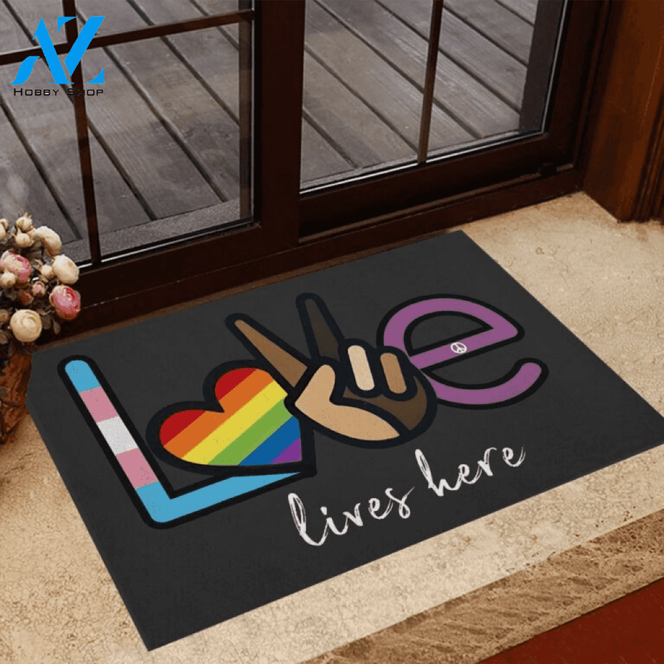Love Lives Here LGBT Support Doormat | Welcome Mat | House Warming Gift
