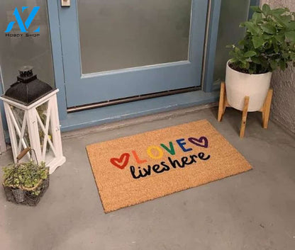 Love Lives Here Pride Doormat