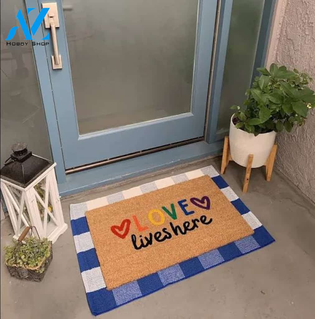 Love Lives Here Pride Doormat