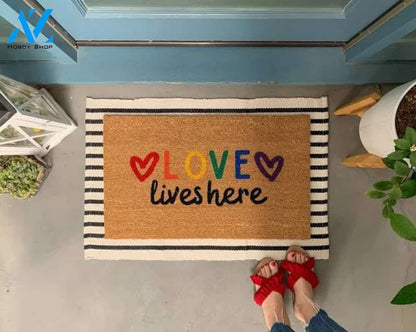Love Lives Here Pride Doormat