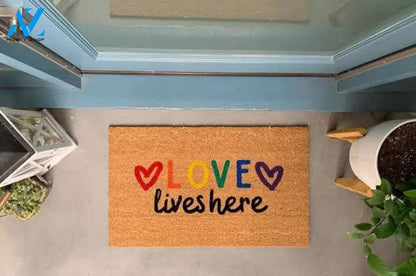 Love Lives Here Pride Doormat