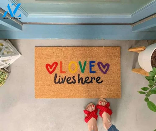 Love Lives Here Pride Doormat