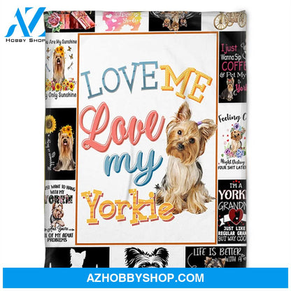 Love Me Love My Yorkle, Fleece Blanket.Gift For Dog Lover Family Home Decor Bedding Couch Sofa Soft and Comfy Cozy